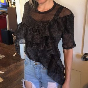Sheer ruffled top